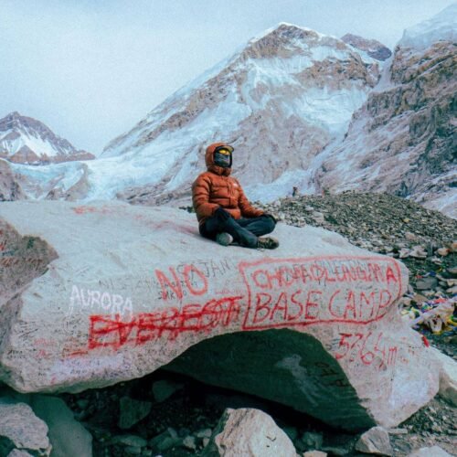 Everest base camp in winter